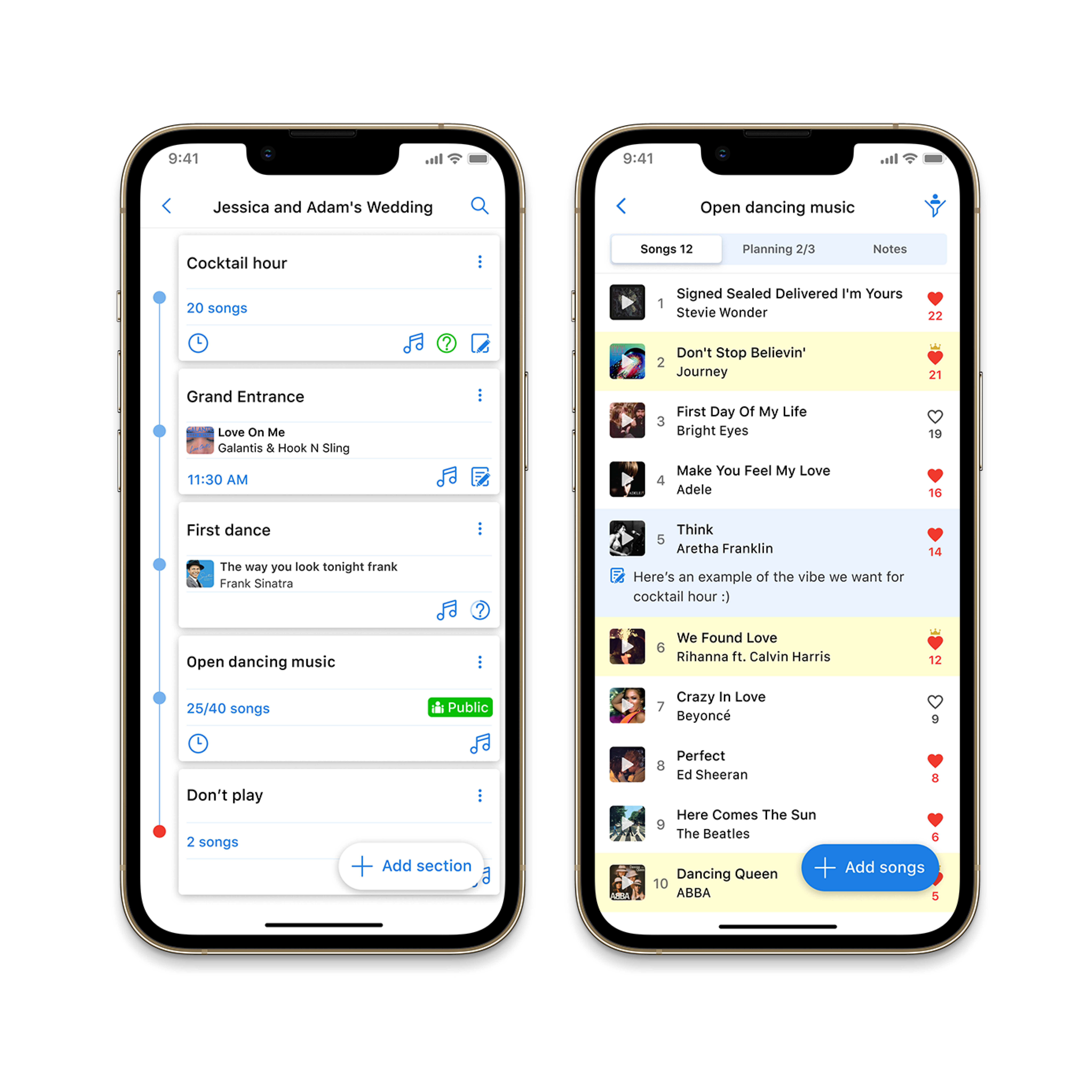VIBO timeline and songs